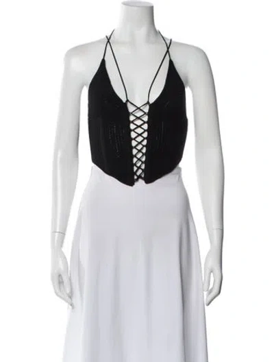 Pre-owned Dion Lee Nylon Halterneck Top In Green