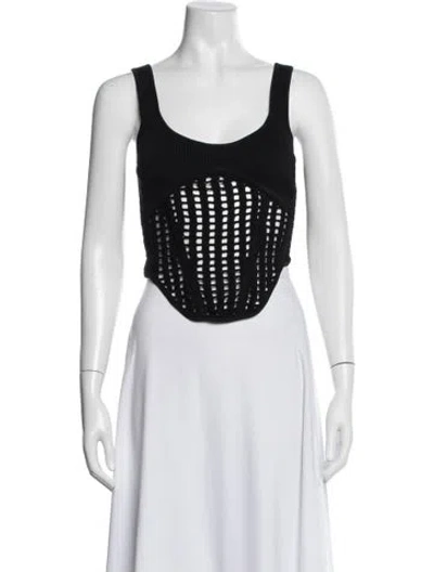 Pre-owned Dion Lee Nylon Scoop Neck Crop Top In Black