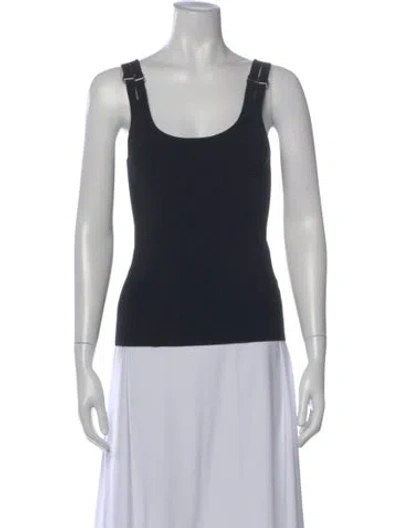 Pre-owned Dion Lee Nylon Scoop Neck Top In Black