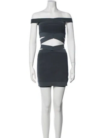 Pre-owned Dion Lee Nylon Skirt Set In Blue