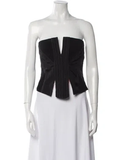 Pre-owned Dion Lee Nylon Strapless Crop Top In Black