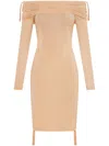 Dion Lee Off-shoulder Gathered Minidress In Sandstone/black