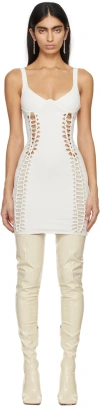 Dion Lee Layered Knit Braided Mini Dress In Ivory/birch