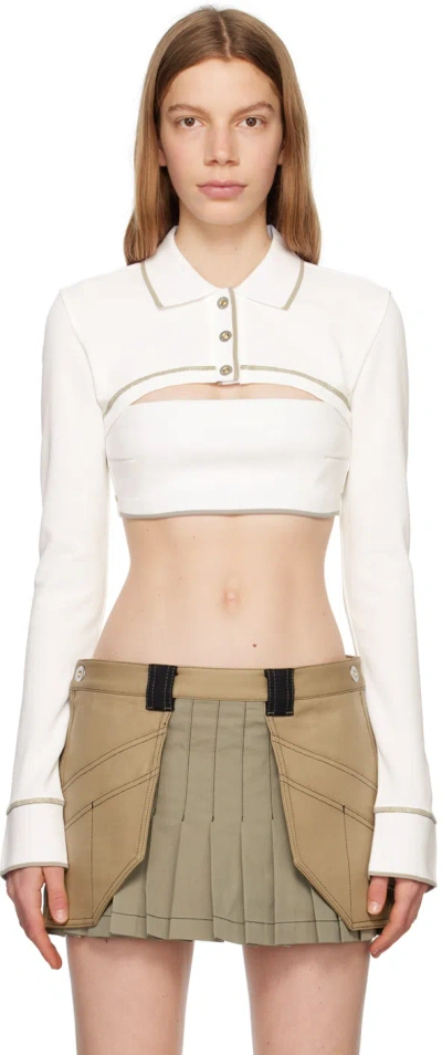 Dion Lee Off-white Shrunken Snap Polo In Ivory