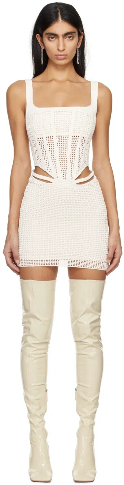 Dion Lee Off-white Suspend Minidress In Ecru