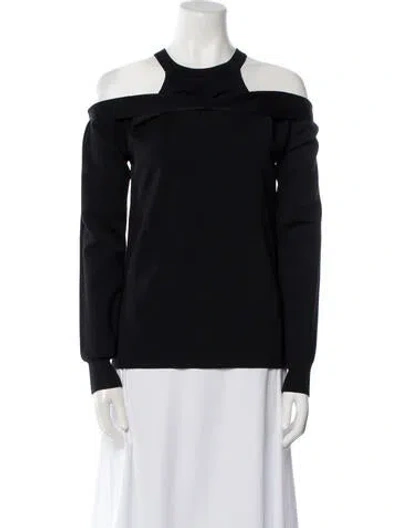 Pre-owned Dion Lee Off-the-shoulder Long Sleeve Sweatshirt In Blue