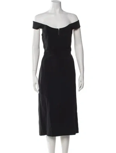 Pre-owned Dion Lee Off-the-shoulder Midi Length Dress In Black