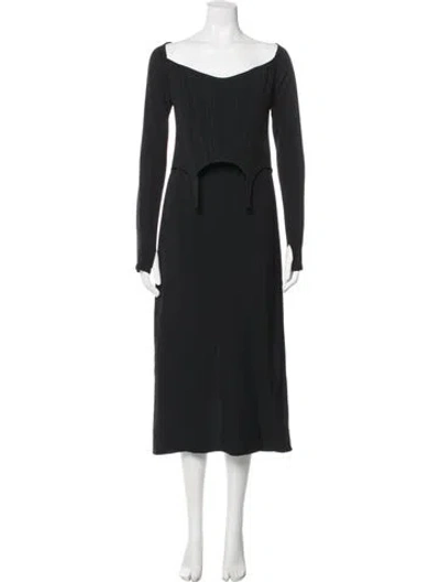 Pre-owned Dion Lee Off-the-shoulder Midi Length Dress W/ Tags In Black