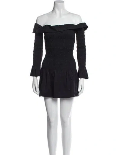 Pre-owned Dion Lee Off-the-shoulder Mini Dress In Black