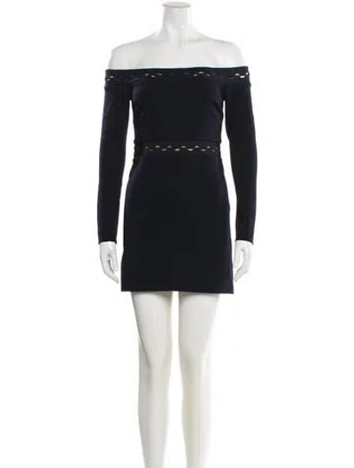 Pre-owned Dion Lee Off-the-shoulder Mini Dress In Blue