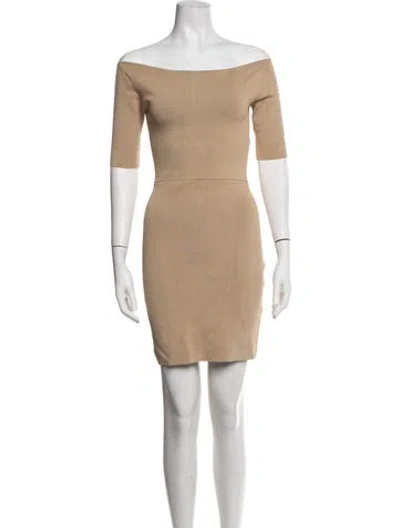 Pre-owned Dion Lee Off-the-shoulder Mini Dress In Brown