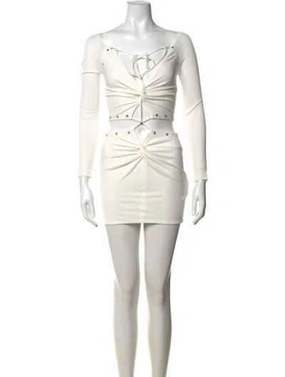 Pre-owned Dion Lee Off-the-shoulder Mini Dress In White