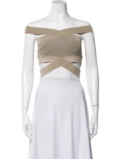 Pre-owned Dion Lee Off-the-shoulder Sleeveless Crop Top In Neutrals
