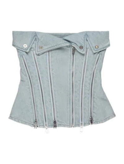 Pre-owned Dion Lee Off-the-shoulder Sleeveless Top In Blue