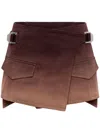 Dion Lee Brown Wrap Denim Miniskirt In Braun