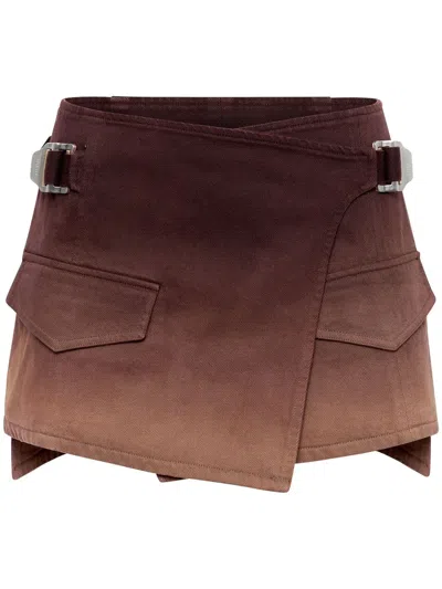 Dion Lee Brown Wrap Denim Miniskirt