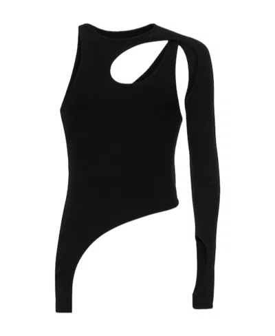 Dion Lee One-shoulder Long-sleeved T-shirt In Black