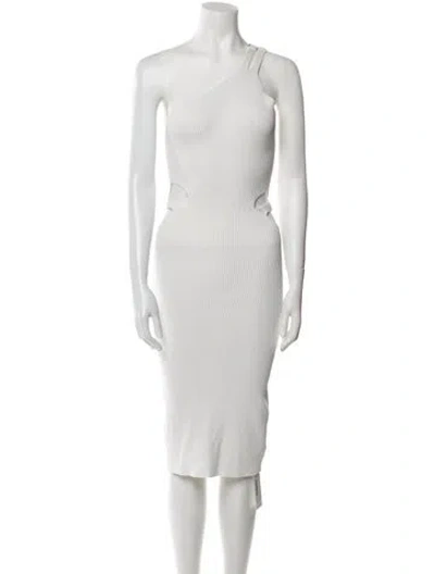 Pre-owned Dion Lee One-shoulder Midi Length Dress In White