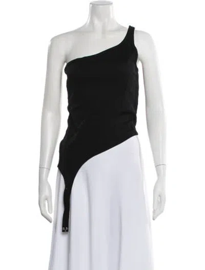 Pre-owned Dion Lee One-shoulder Sleeveless Bodysuit W/ Tags In Black