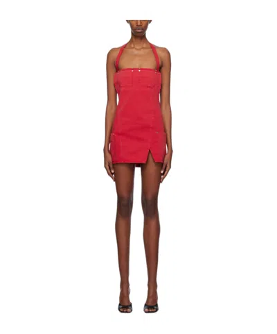 Dion Lee Open-back Apron Minidress In Red