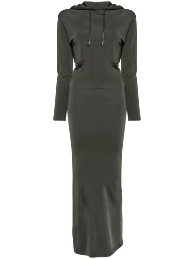 Dion Lee Open-back Hooded Maxi Dress In Green