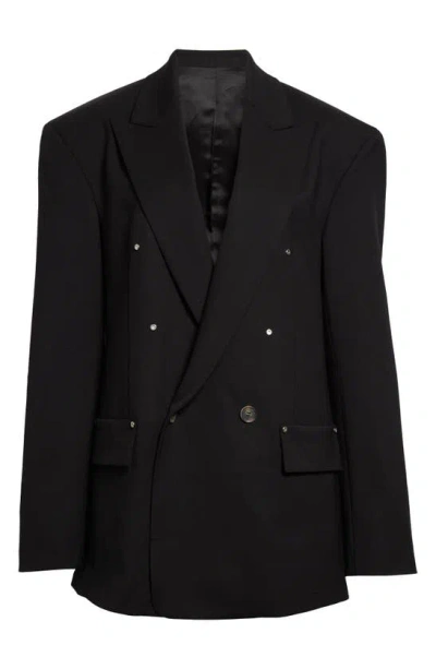 Dion Lee Oversize Double Breasted Stretch Wool Blazer In Black
