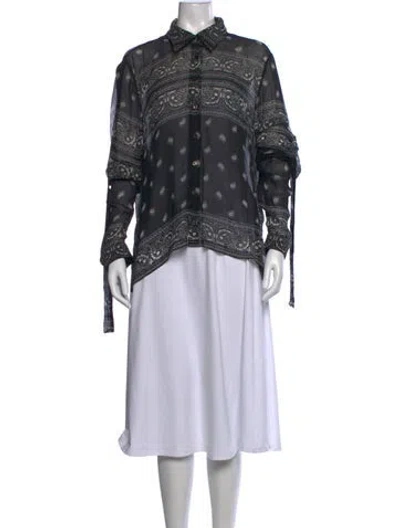 Pre-owned Dion Lee Paisley Print Long Sleeve Top In Black