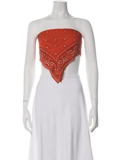 Pre-owned Dion Lee Paisley Print Strapless Crop Top In Orange