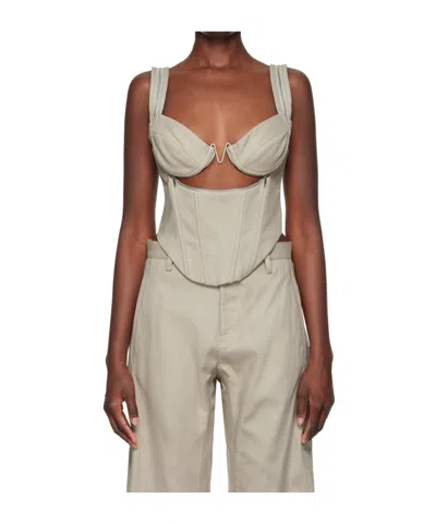 Dion Lee Beige Zip Underwire Tank Top In Alloy