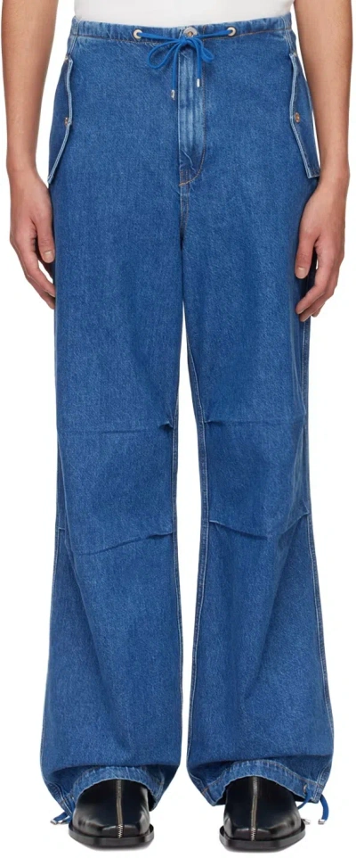 Dion Lee Parachute Straight-leg Jeans In Blue