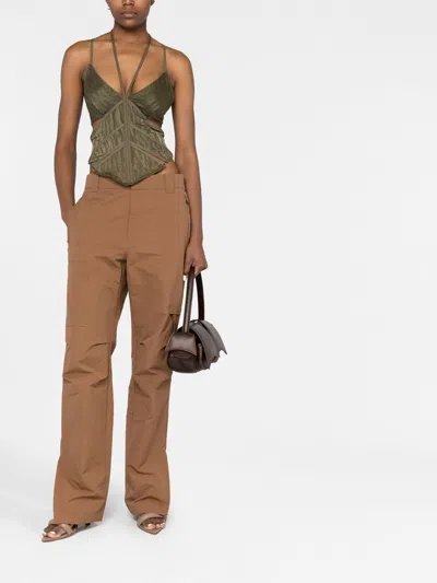 Dion Lee Patterned-jacquard Halterneck Cami Top In Green