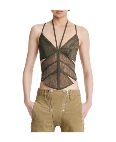 Dion Lee Patterned-jacquard Halterneck Cami Top In Nude