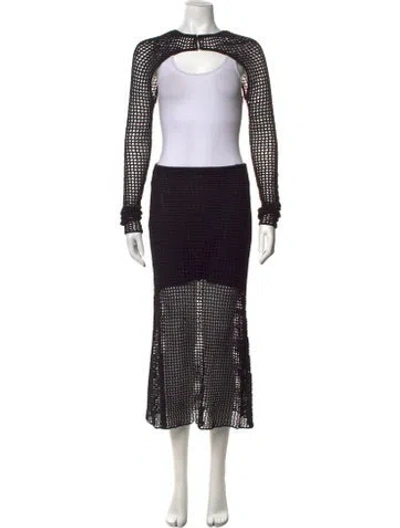 Pre-owned Dion Lee Patterned Long Dress In Black