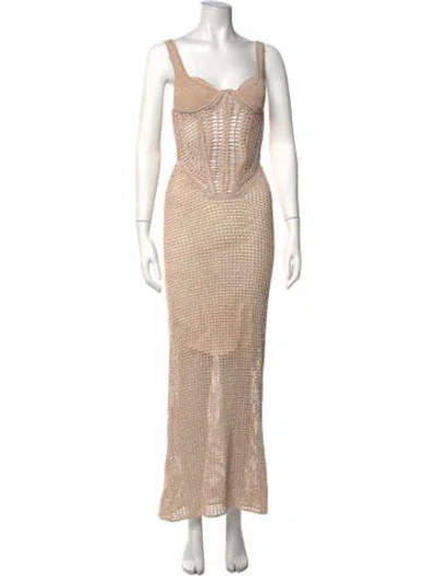 Pre-owned Dion Lee Patterned Long Dress In Neutrals