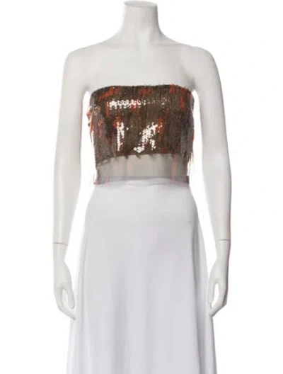 Pre-owned Dion Lee Patterned Strapless Crop Top In White
