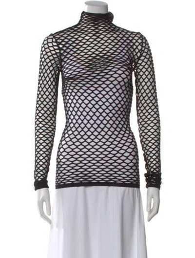 Pre-owned Dion Lee Patterned Turtleneck Top In Black