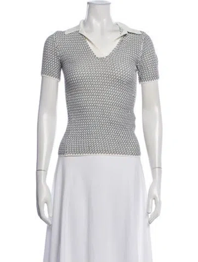Pre-owned Dion Lee Patterned V-neck Polo In White