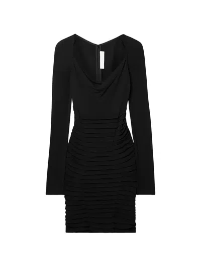 Dion Lee Pintucked Stretch-jersey Mini Dress In Black