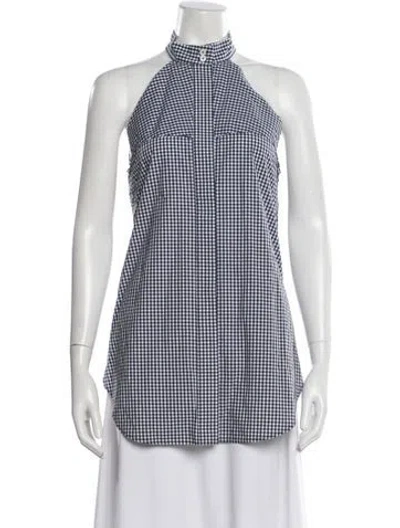 Pre-owned Dion Lee Plaid Print Halterneck Top In Blue