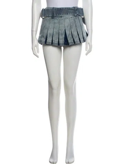 Pre-owned Dion Lee Pleated Accents Mini Skirt W/ Tags In Blue