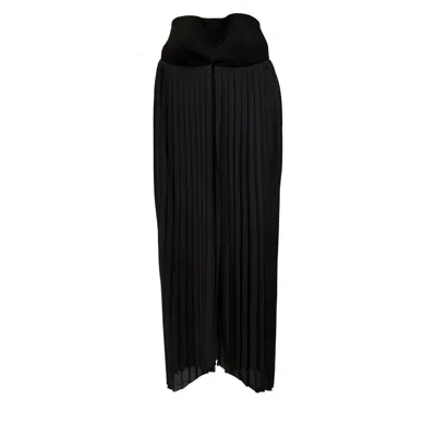 Pre-owned Dion Lee Pleated Maxi Skirt In Black Polyester