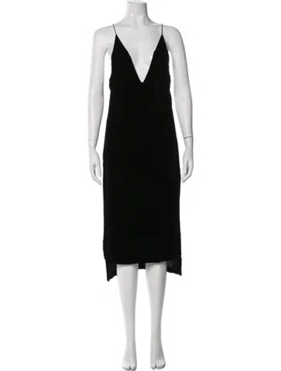 Pre-owned Dion Lee Plunge Neckline Midi Length Dress In Black