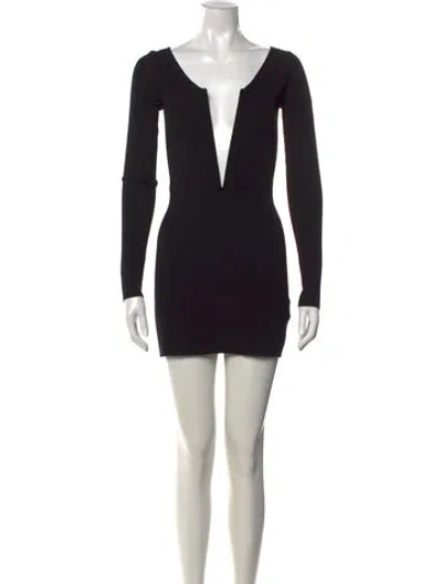 Pre-owned Dion Lee Plunge Neckline Mini Dress In Black