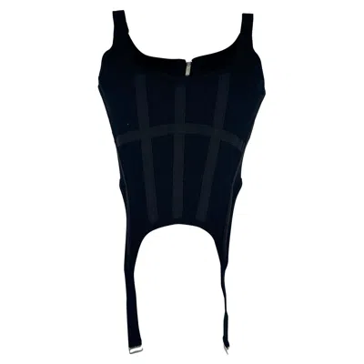 Pre-owned Dion Lee Rib Combat Corset Top In Black Cotton