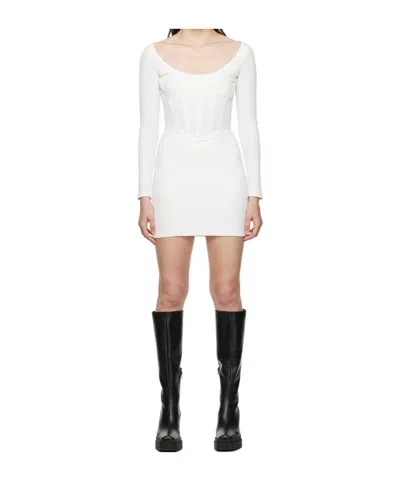 Dion Lee Rib Corset Long-sleeved Dress In White