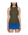 Dion Lee Green Organic Cotton Tank Top In Brown