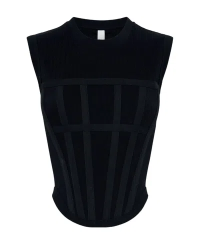 Dion Lee Ribbed Corset Tank In Black