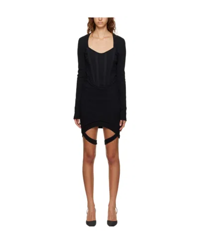 Dion Lee Ribbed-knit Mini Dress In Black