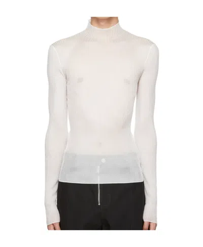 Dion Lee Ribbed-knit Sheer Top In White