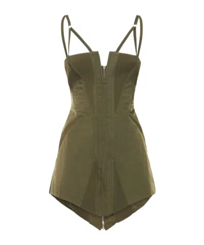 Dion Lee Ribbed Patchwork Mini Dress In Brown